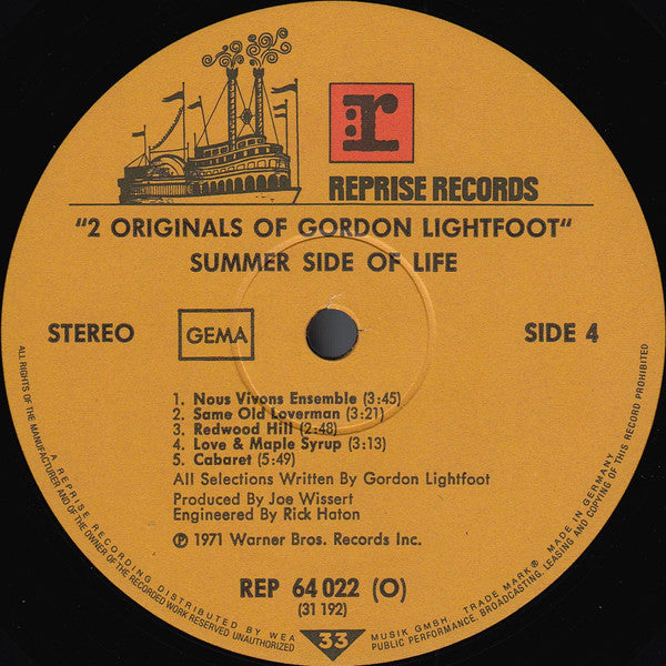 Gordon Lightfoot : 2 Originals Of Gordon Lightfoot (LP,Album,Compilation)