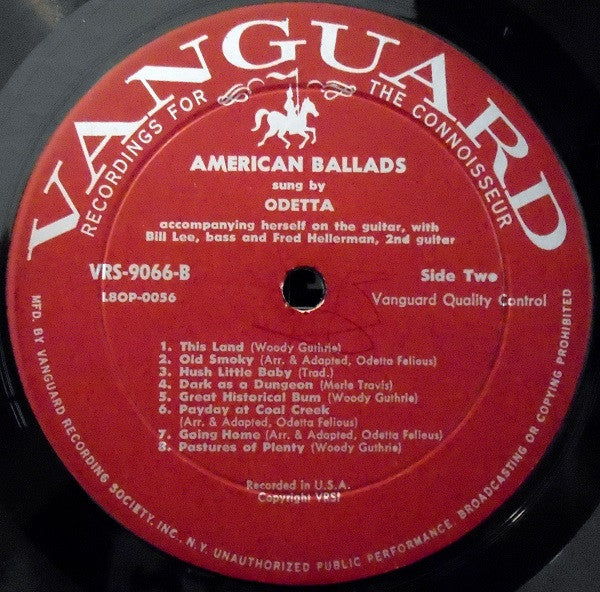 Odetta : Odetta Sings The Ballad For Americans And Other American Ballads (LP,Album,Mono)