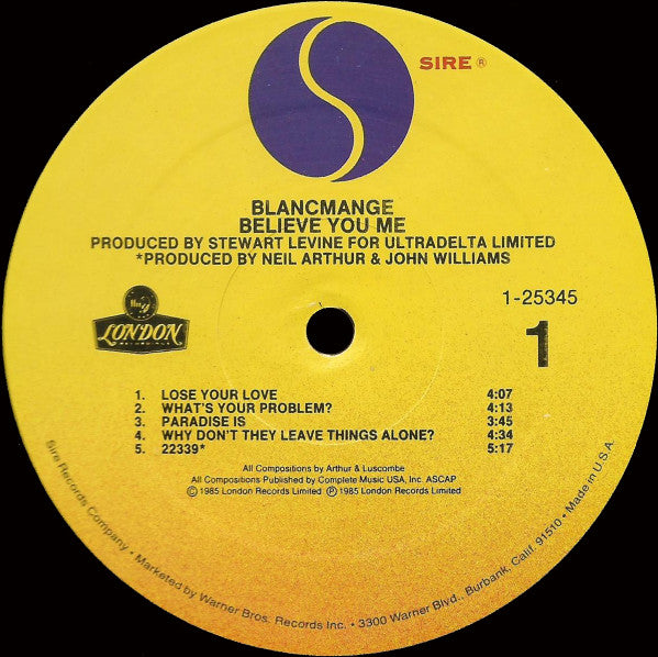 Blancmange : Believe You Me (LP,Album)