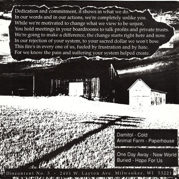 Various : Hope For Us: A Compilation Of Four Wisconsin Bands (7",33 ⅓ RPM)