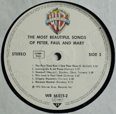 Peter, Paul & Mary : The Most Beautiful Songs Of Peter, Paul & Mary (LP,Compilation,Reissue)