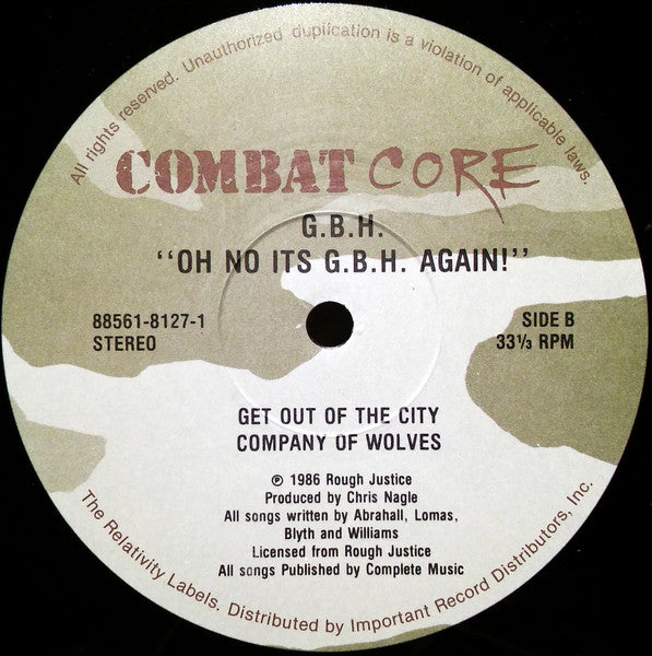 G.B.H. : Oh No It's G.B.H. Again! (12",33 ⅓ RPM,EP,Stereo)