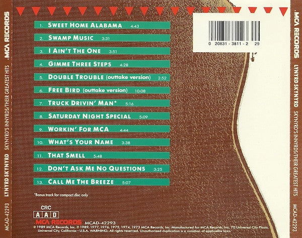 Lynyrd Skynyrd : Skynyrd's Innyrds/Their Greatest Hits (Compilation,Club Edition,Reissue)