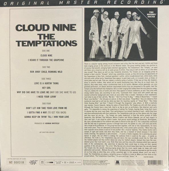 Temptations, The : Cloud Nine (LP,45 RPM,Album,Limited Edition,Numbered,Reissue,Remastered)