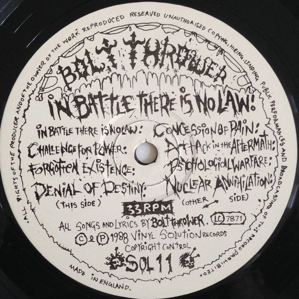 Bolt Thrower : In Battle There Is No Law! (LP,Album)