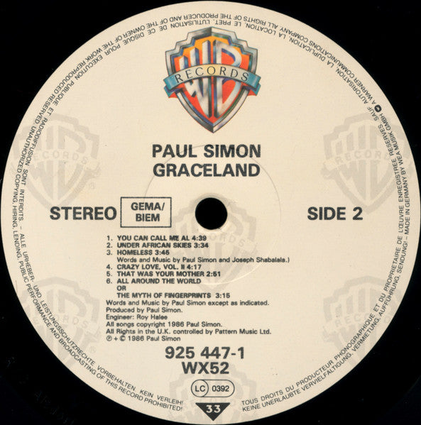 Paul Simon : Graceland (LP,Album,Stereo)