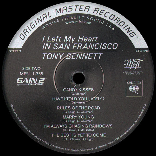 Tony Bennett : I Left My Heart In San Francisco (LP,Album,Limited Edition,Numbered,Reissue,Remastered,Stereo)