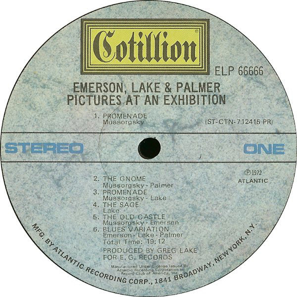 Emerson, Lake & Palmer : Pictures At An Exhibition (LP,Album,Club Edition)