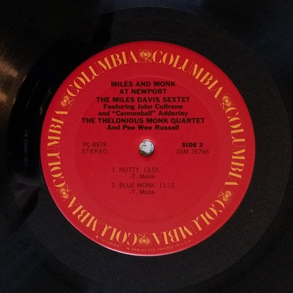 Miles Davis Sextet, The Featuring John Coltrane And Cannonball Adderley / Thelonious Monk Quartet, The And Pee Wee Russell : Miles & Monk At Newport (LP,Album,Reissue,Stereo)