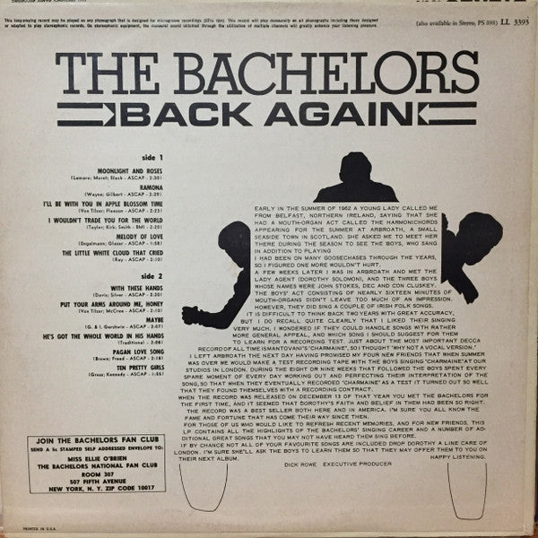 Bachelors, The : Back Again (LP,Mono)