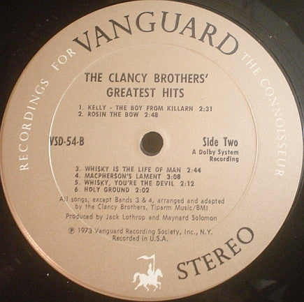 Clancy Brothers, The With Louis Killen : Greatest Hits (LP)