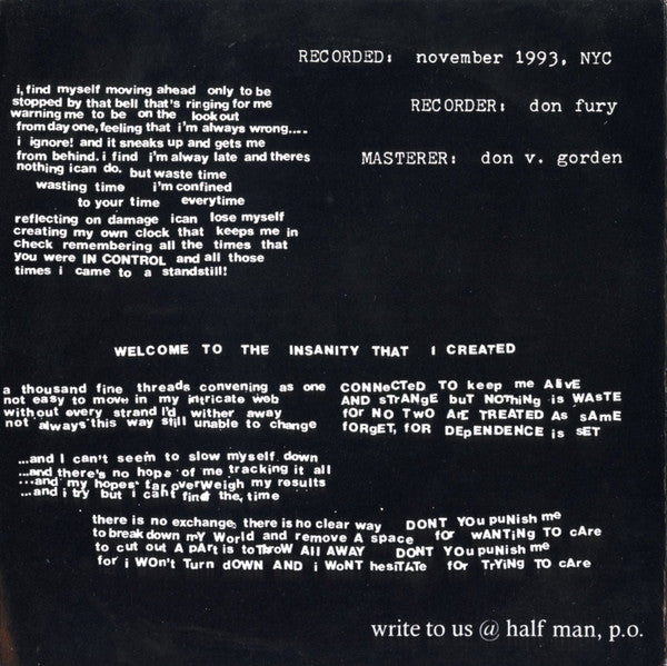 Half Man : No Choice But To Learn (7",33 ⅓ RPM,Reissue)
