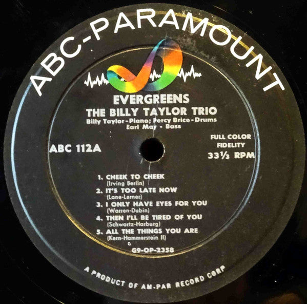 Billy Taylor Trio : Evergreens (LP,Album)