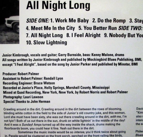 Junior Kimbrough And The Soul Blues Boys : All Night Long (LP,Album,Limited Edition,Reissue)