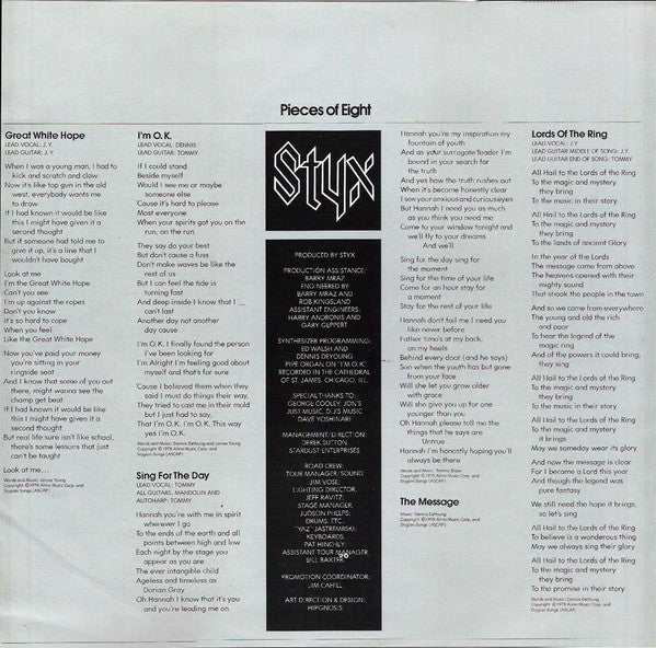 Styx : Pieces Of Eight (LP,Album,Reissue,Remastered)