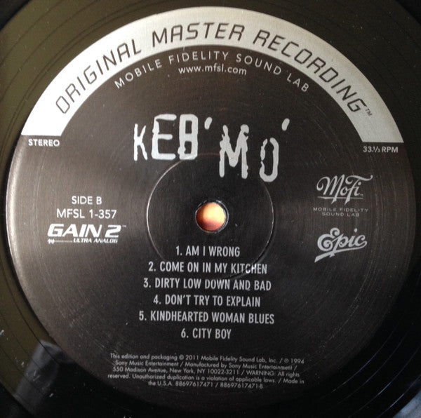 Keb' Mo' : Keb' Mo' (LP,Album,Limited Edition,Numbered,Reissue,Remastered,Stereo)