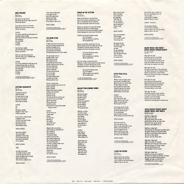 Peter Schilling : Error In The System (LP,Album,Promo)