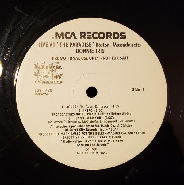 Donnie Iris : Live (12",33 ⅓ RPM,EP,Promo)