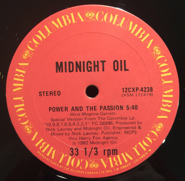 Midnight Oil : Power And The Passion (12",33 ⅓ RPM,Single,Stereo)