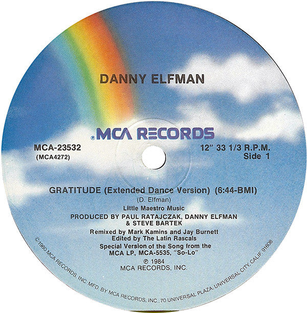 Danny Elfman : Gratitude (12",33 ⅓ RPM,Single)