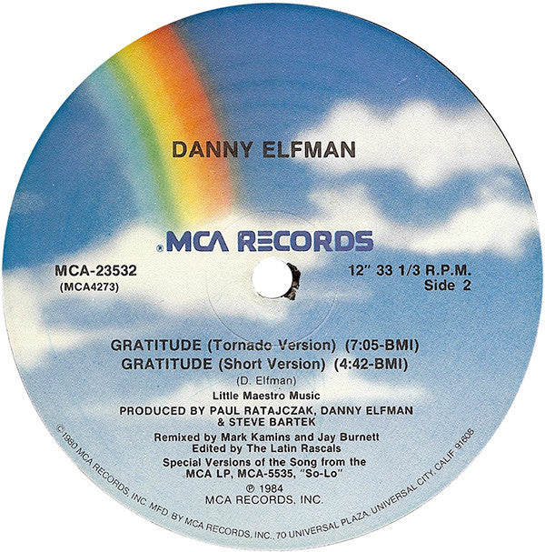 Danny Elfman : Gratitude (12",33 ⅓ RPM,Single)