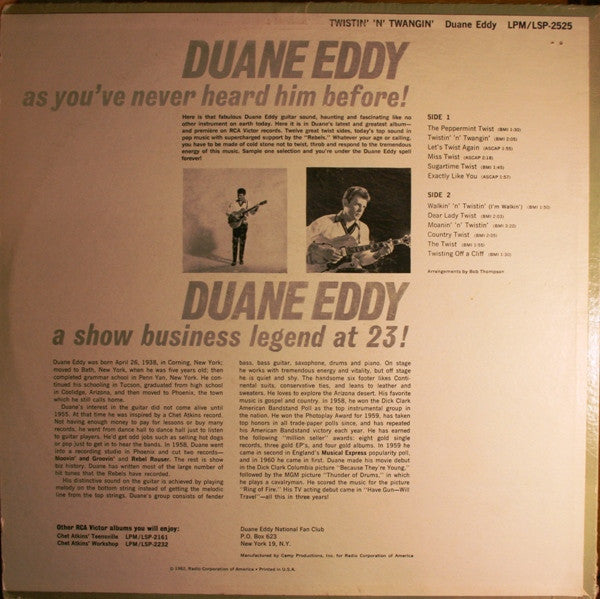 Duane Eddy : Twistin' 'N' Twangin' (LP,Album,Mono)