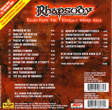 Rhapsody : Tales From The Emerald Sword Saga (Compilation,Enhanced,Promo)