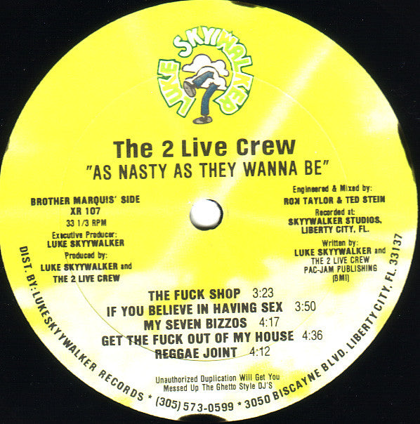 2 Live Crew, The : As Nasty As They Wanna Be (LP,Album)