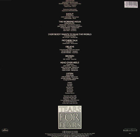Tears For Fears : Songs From The Big Chair (LP,Album,Stereo)