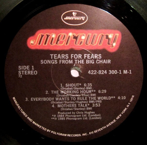 Tears For Fears : Songs From The Big Chair (LP,Album,Stereo)