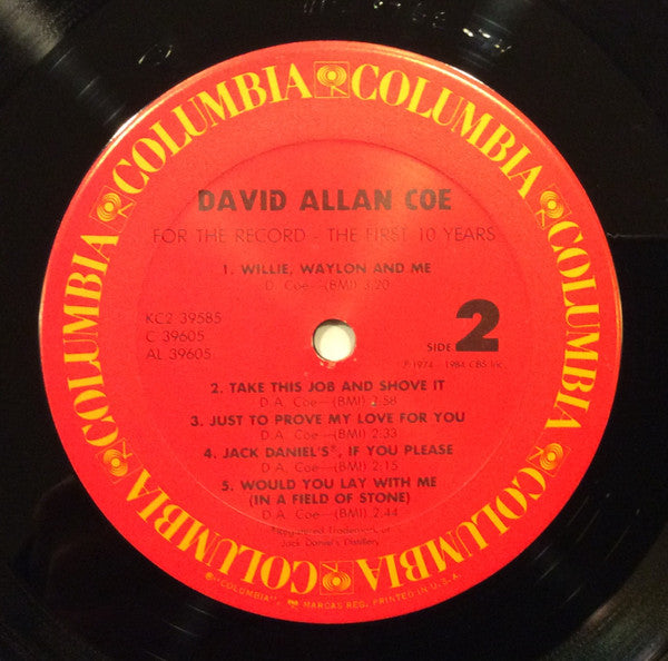 David Allan Coe : For The Record - The First 10 Years (LP,Compilation)