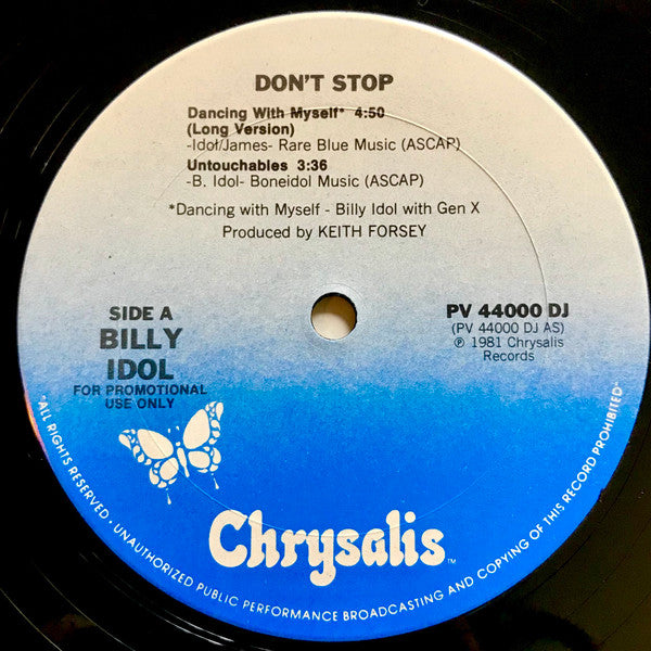 Billy Idol : Don't Stop (12",33 ⅓ RPM,EP,Promo)