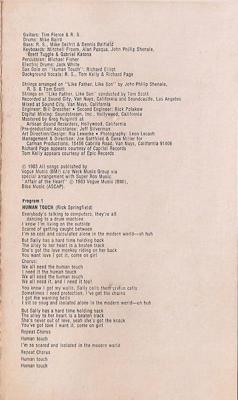 Rick Springfield : Living In Oz (Album)