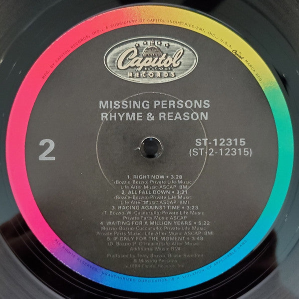 Missing Persons : Rhyme & Reason (LP,Album)