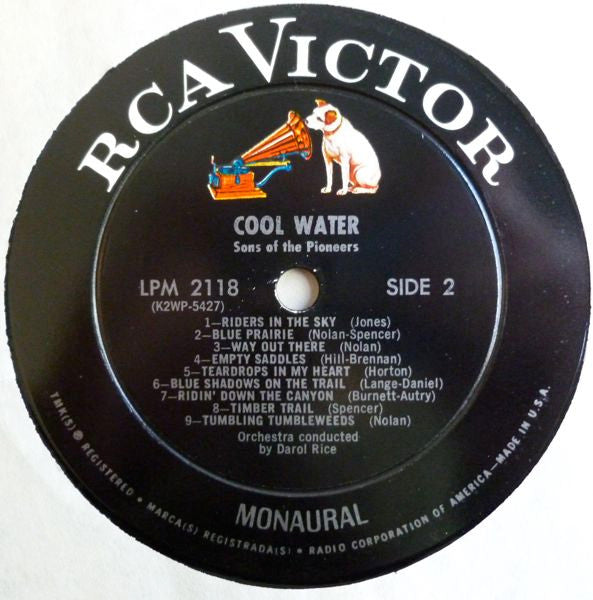 Sons Of The Pioneers, The : Cool Water (LP,Album,Repress,Mono)