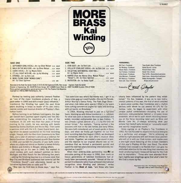 Kai Winding : More Brass (LP,Album,Mono)