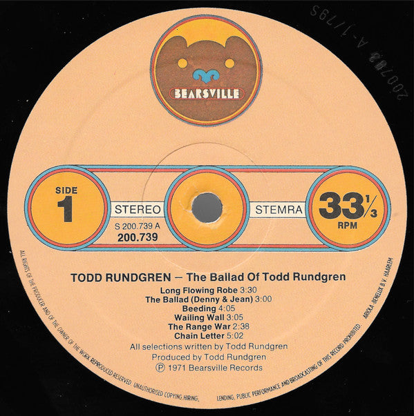 Todd Rundgren : Runt. The Ballad Of Todd Rundgren (LP,Album,Reissue,Stereo)