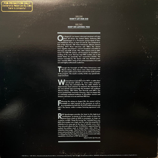 REO Speedwagon : Live And In Color (12",33 ⅓ RPM,Single,Promo)