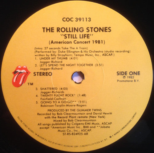 Rolling Stones, The : Still Life (American Concert 1981) (LP,Album,Stereo)