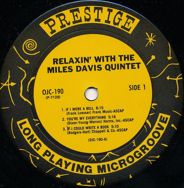 Miles Davis Quintet, The : Relaxin' With The Miles Davis Quintet (LP,Album,Reissue,Mono)