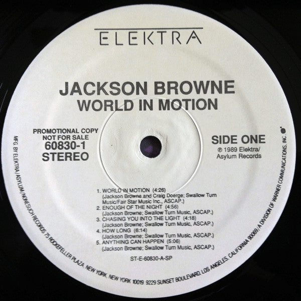 Jackson Browne : World In Motion (LP,Album,Promo,Stereo)