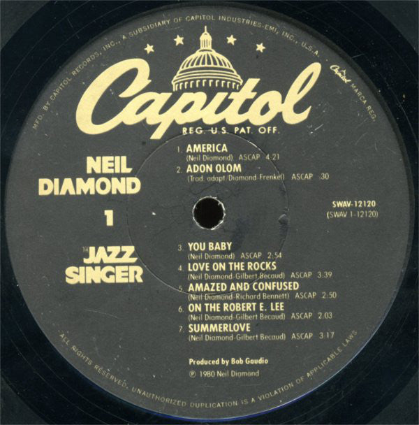 Neil Diamond : The Jazz Singer (Original Songs From The Motion Picture) (LP,Album)