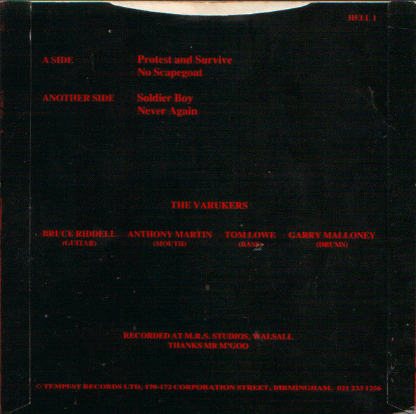 Varukers, The : The Varukers E.P. (7",45 RPM,EP,Repress)