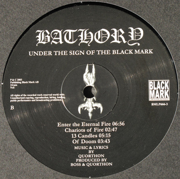 Bathory : Under The Sign Of The Black Mark (LP,Album,Reissue,Repress)