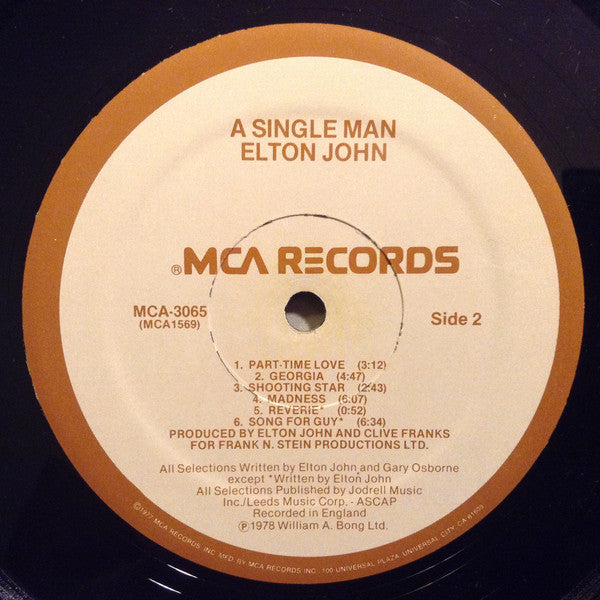 Elton John : A Single Man (LP,Album,Stereo)