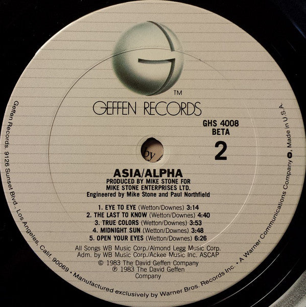 Asia (2) : Alpha (LP,Album,Club Edition)