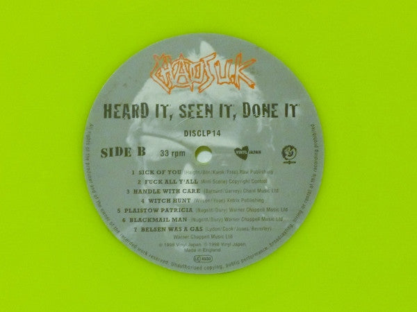 Chaos UK : Heard It, Seen It, Done It (LP,Album,Numbered)