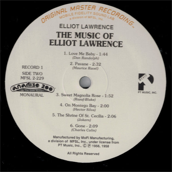 Elliot Lawrence : The Music Of Elliot Lawrence - Jazz Showcase (LP,Album,Limited Edition,Numbered,Reissue,Remastered,Mono)