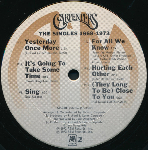 Carpenters : The Singles 1969-1973 (LP,Album,Compilation,Stereo)