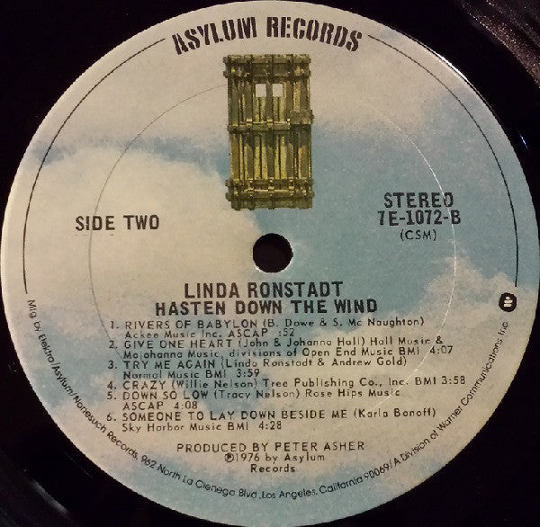 Linda Ronstadt : Hasten Down The Wind (LP,Album,Stereo)